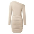 thumbnail image 4 of Women's Sexy Elegant Off Shoulder Long Sleeve Ruched Bodycon Party Mini Dresses Graduation Dress for Women Casual Short Dress for Women Womens Outfits Summer Knee Length Dresses Wrap Dress Women, 4 of 5