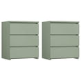 thumbnail image 7 of Nightstand Set of 2 White, 3 Drawer Bedside Tables, Green Sofa Side Table with Cut-Out Handles, Bedroom Nightstands for Storage, 7 of 7