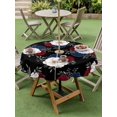 thumbnail image 4 of Outdoor Tablecloth with Umbrella Hole for Patio/Picnic/Party/Camping, Independence Day Waterproof Table Cloth Round Cover Washable, Patriotic Floral Roses Blossom Leaves Black (Dia 60"), 4 of 9
