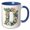 Blue/White, variant on 3drose, Pretty Watercolor Floral Monogram Letter D, 11oz Two-tone Black Mug