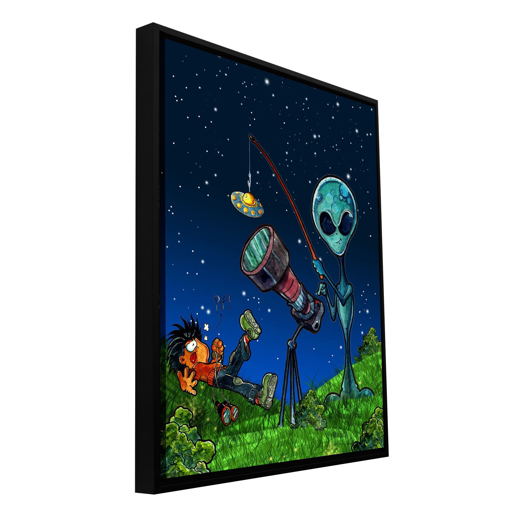 Luis Peres "Ufo Kid 3" Floater-Framed Gallery-Wrapped Canvas
