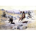 thumbnail image 2 of Russell, Charles Marion 18x13 Gold Ornate Wood Framed with Double Matting Museum Art Print Titled - Roping a Grizzly, 2 of 4