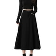 thumbnail image 2 of Rove Studio Women's High Waist Pleated A-Line Midi Skirt, Casual Flared Work Skirt with Pockets, Elegant Solid Skirts for Women Black L, 2 of 4