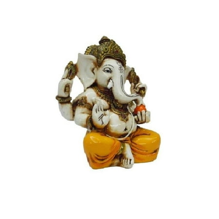 Elegantoss Colored & Gold Statue of Lord Ganesha the Elephant Hindu God of Success Made from Marble Powder in India for Home Décor,