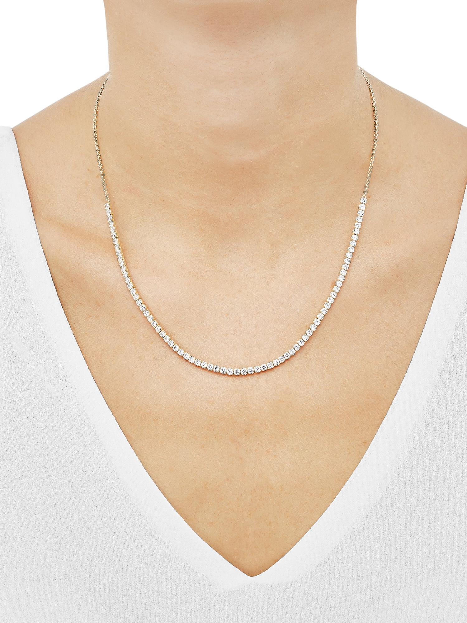 Brilliance Fine Jewelry Cubic Zirconia Adjustable Necklace in Sterling Silver 14KT Gold Plate