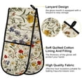 thumbnail image 2 of Yayeee Double Oven Mitt Kitchen Heat Resistant Baking 35" x7" Quilted Glove, Beige Floral, 2 of 6