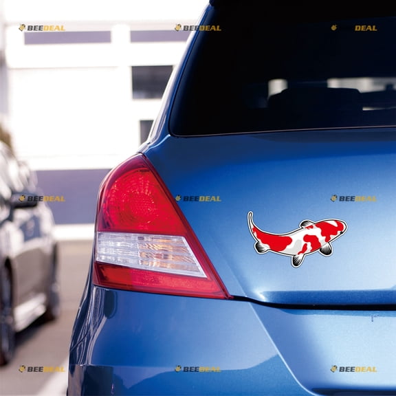 Koi Fish Chinese Japanese JDM Car Magnet Magnetic Sticker Decal - 2 Pack Reflective 4" - for Truck Door Fridge Reusable Waterproof