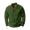 thumbnail image 3 of Men's Fashion Casual Hoodless Sweatshirt Long Sleeve Stand Button Comfortable Relaxed Solid Color Pullover, 3 of 7