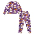 thumbnail image 2 of HELLHERO Halloween Pajamas for Women Bat Ghost Printed Sleepwear Crewneck Loungewear with Pockets Pumpkin Printed Pjs Set for Home, S, 2 of 5