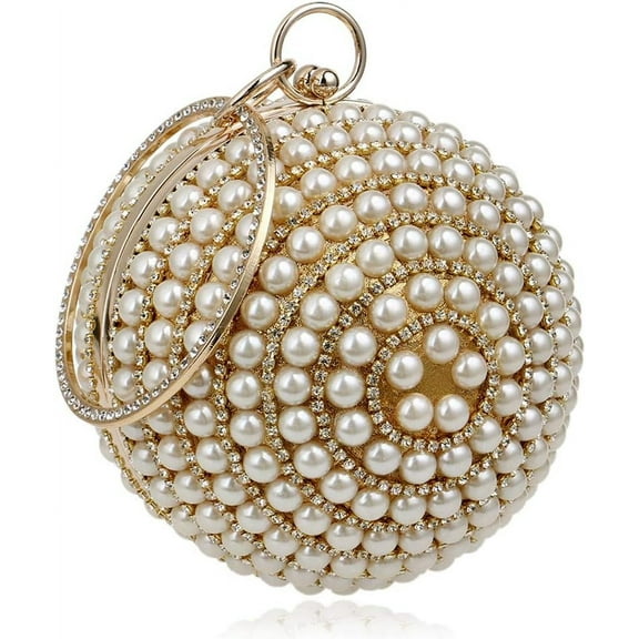 Womens Evening Bag Round Ball Wedding Handbag Artificial Pearl Purse