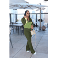 thumbnail image 2 of Aomice Women's 2 Piece Tracksuit Set Zip Up Jacket Flare Leg Pants | Color Block Matching Set with Zip Up Jacket and High Waist Flare Pants for Casual, Travel and Everyday Wear-Green-S, 2 of 8