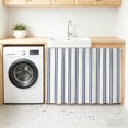 thumbnail image 3 of Blue Ticking Stripes Cabinet Curtains for Kitchen 28"W x 35"L, Neutral Country Vertical Lines White Farmhouse Sink Skirt Magic Tape Short Curtain Decorative Privacy Panel for Bathroom Laundry, 3 of 9