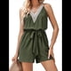 thumbnail image 3 of Mono Corto Sexy de Verano para Mujer con Cuello en V, Sin Mangas, Informal, con Lazo en la Cintura y Bolsillo, 2025 Verde M, 3 of 8