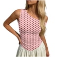 thumbnail image 5 of Lmueinov Womens Short Sleeve Tops Off One Shoulder Casual Slim Fit Polka Dot Gingham Striped Ombre Gradient Tank Tops 2026 Asymmetrical Going Out Sleeveless Tee Shirts for Daily Party Vacation, 5 of 5