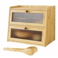 thumbnail image 5 of BALANBO Bread Box for Kitchen Countertop Bamboo Bread Storage Container Bin 2 Layer Breadbox Holder Large Capacity Keeper Wood Farmhouse Food Organizer Pantry Shelf Clear Window（Natural color), 5 of 6