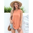 thumbnail image 4 of Women's Sleeveless Tank Tops T-Shirts Loose Crew Neck Basic Blouses Tunic for Casual Summer Orange M, 4 of 10