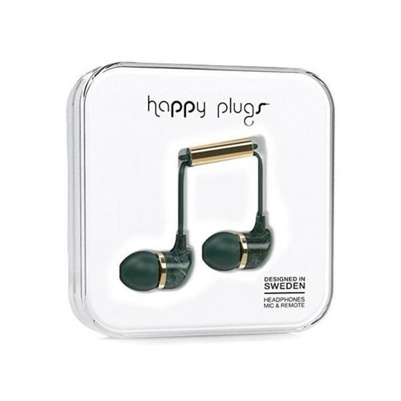 Happy Plugs Stockholm Unik edition headphones mic & remote Green/marble