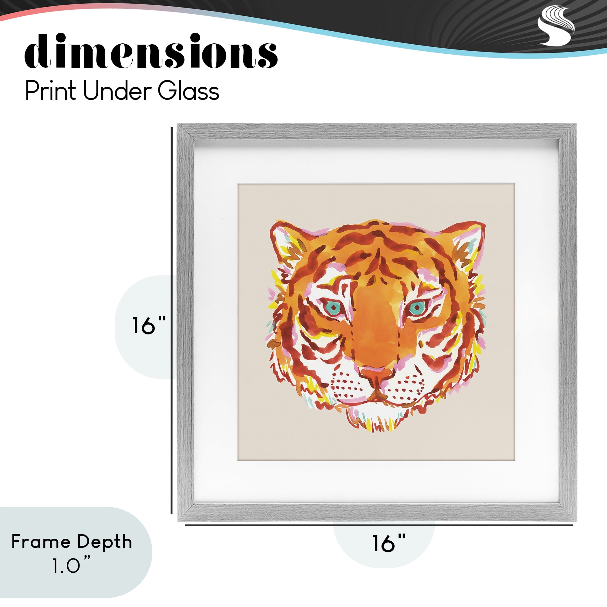 Stupell Industries Orange Boho Tiger Face Gray Framed Print Under Glass, design by Karolina Sato