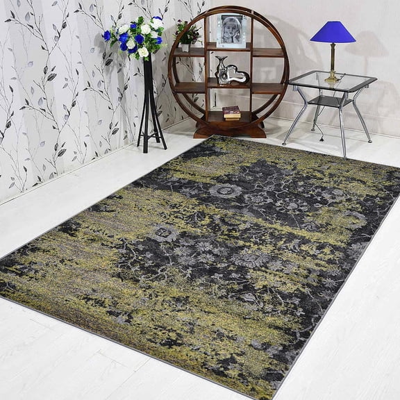 RUGSOTIC CARPETS MACHINE MADE HEATSET POLYPROPYLENE AREA RUGS - 8'x10', Rectangle Shape, Silver Color, Contemporary Modern Design, High Pile Machine Made Area Rugs for Living Room, Bed Room (M00033)