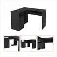 thumbnail image 4 of Desks, L-Shaped with Left Return & Retractable Keyboard Tray, Black Wengue Finish | Black | Particle Board, 4 of 8