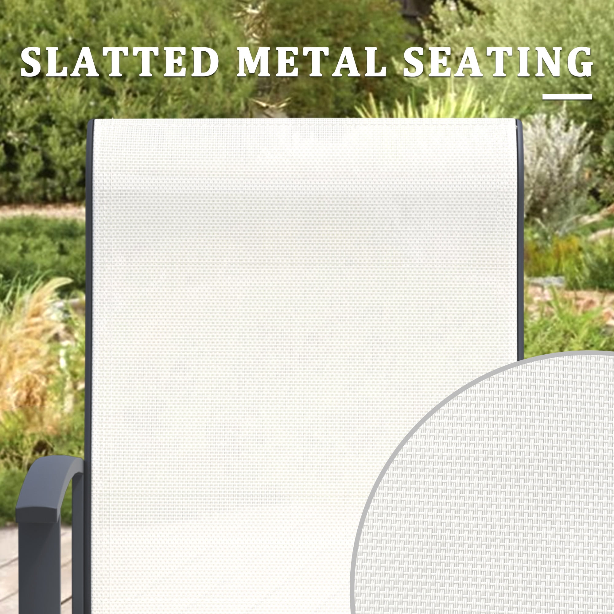 Swivel Patio Chairs Set of 2, Outdoor Metal Dining Armchairs, High Back Ergonomic Design, Beige