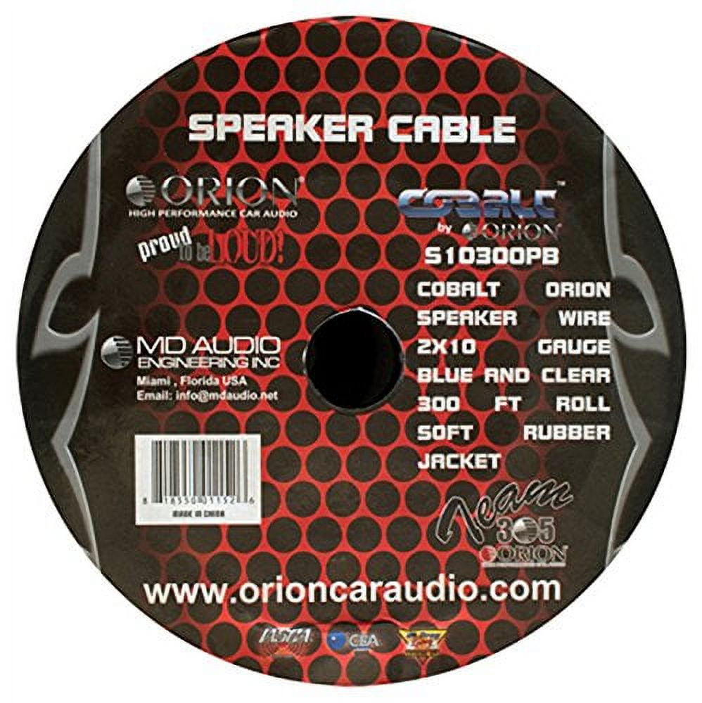 Cobalt Orion Speaker Wire 10 Gauge Blue/Clear 300ft