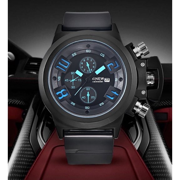 Jacenvly New Fathers Day Gifts Mens Fashion Silica Sport Date Chronograph Analog Quartz Wrist Watch Watches For Mens Fashion Silica Sport Date Chronograph Analog Quartz Wrist Watch Waterproof