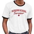 thumbnail image 2 of Nursing School Survivor Ringer Tee Shirt Unisex X-Large White/Black, 2 of 5