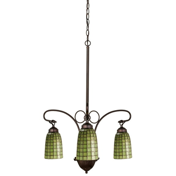 24 Inch Wide terra verde 3 lt Chandelier