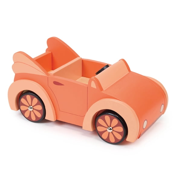 Mentari Dolls House Car - Wooden Pink Perfectly Scaled for All Dollhouses and Homes for Age 3