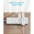 thumbnail image 5 of Anker Power Strip Protector contra sobretensiones (2100J), 12 salidas con 3 puertos USB para iPhone 15/15 Plus/15 Pro/15 Pro Max, 5 pies, enchufe plano, carga de suministro de energía de 20 W para el, 5 of 5