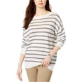 thumbnail image 1 of Lacoste Womens Striped Pullover Sweater, White, X-Small, 1 of 1