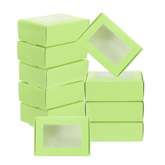 Uxcell Small Rectangle Kraft Paper Boxes with Window, 30 Pack Candy Party Favor Gift Box, Lime Green
