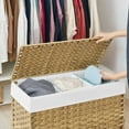 thumbnail image 4 of 140L (37 Gallon) Rolling Laundry Hamper with Lid, 3-Section Synthetic Rattan Laundry Basket Storage with Removable Liner, 26x13x26 Inches, 4 of 6