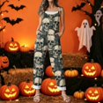 thumbnail image 6 of EANJE Halloween Jumpsuits for Women Wide Leg Comfy Gothic Skull Floral Print Overalls Sleeveless Womens Romper Straps Jumpsuit Loose Bib Overalls Winter Clothes Multicolor M, 6 of 7