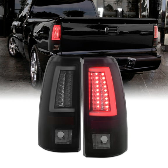 AKKON - For 03-06 Silverado 05-07 Silverado Hybrid Pickup Truck Black Smoked Rear V2 LED Tail Lights Brake Lamps