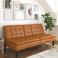 thumbnail image 3 of Mainstays Memory Foam Futon with Cupholders and USB, Camel Faux Leather, 3 of 28