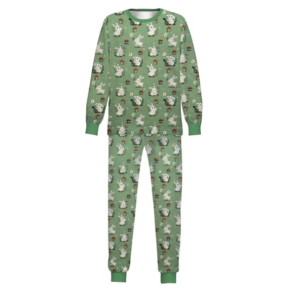 Tfken Toddler Boys Soft Pajamas Set Comfy Sleepwear Nightwear Fashion Lightweight Pajama Set Long Sleeve Pants Homewear Graphic Print Classic Loungewear Outfit Size 2-3 Years Green