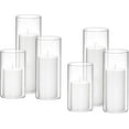 thumbnail image 3 of Set of 6 White Pillar Candles with Clear Glass Hurricane Holders- Elegant Cylinder Candle Vases for Weddings, Parties, Centerpieces, Home & Office Decor., 3 of 8