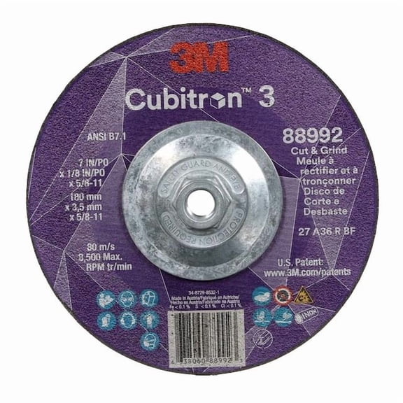 3m Cubitron 3 Depressed Center Grinding Wheel,36 Grit 88992