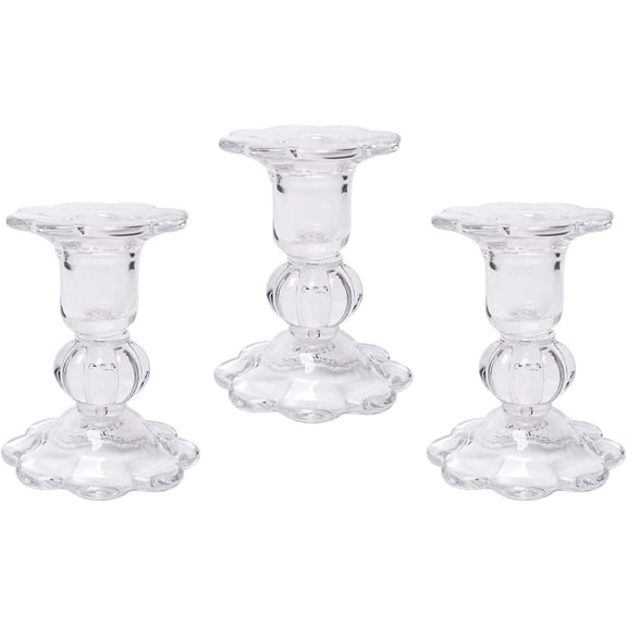 Hosley Set of 3, 3.9 inch High, Glass Taper Candle Holders