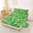 thumbnail image 2 of jejeloiu Vibrant Floral Queen Sheets For Men Women,Botanical Pattern Queen Sheet Sets,Green Yellow,4 Pieces,1 Flat Sheet, 1 Fitted Sheet and 2 Pillowcases, 2 of 6
