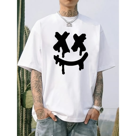 One Piece Top 100% Cotton T-Shirt, Men's Summer Casual Round Neck Short Sleeve Tee, Everyday Vacation Clothing