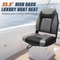 thumbnail image 3 of High Back Boat Seat Swivel Seat for Row Boat Single Black Gray Boat Seats for Pontoon Fishing Folding Chiar, 3 of 8