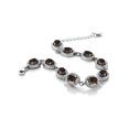 thumbnail image 2 of Gem Stone King 925 Sterling Silver Brown Smoky Quartz Tennis Bracelet for Women (10.38 Cttw, Gemstone Birthstone, Oval 7X5MM, 7.5 inch), 2 of 3