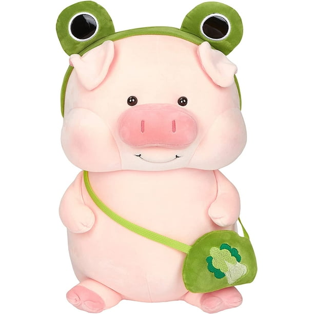 Muneco de peluche de cerdo con ojo de rana grande y vivo en un lindo disfraz con peluche de cerdito verde para ninos y ninas rosa 11 pulgadas. JFHHH pequena Walmart