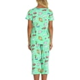 thumbnail image 2 of Defitshape Women's Capri Pajama Set 2 piece Pj Cartoon Printed Chic Cute Cotton Pant Sleepwear Short Sleeve Summer Loungewear Patterned6 Small, 2 of 5