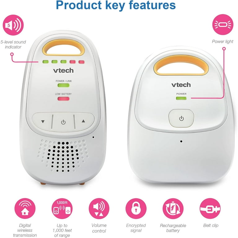 VTech DM111 BU PU Safe & Sound Digital Audio Baby Monitor 1 Parent 1 Baby  Unit