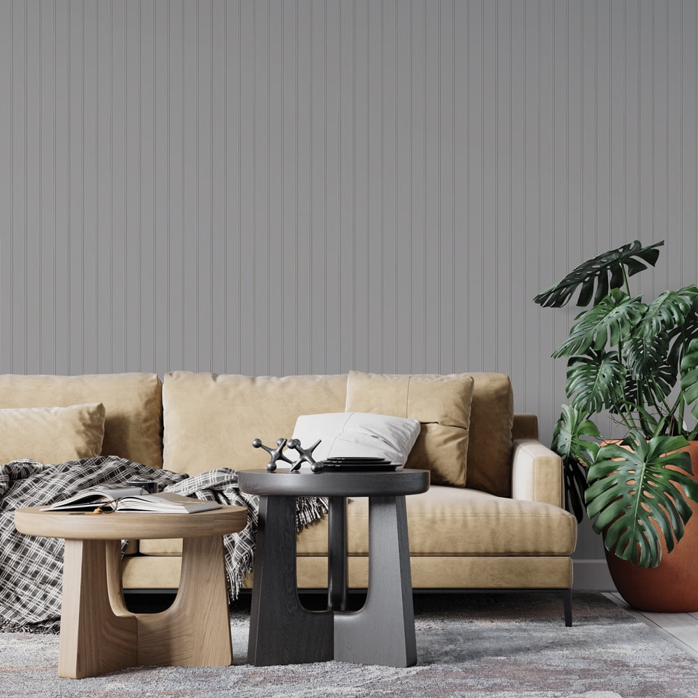 Tempaper Beadboard Grey Peel and Stick Wallpaper, 20.5" x 16.5'