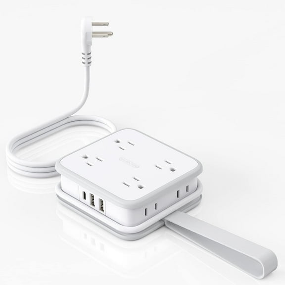 8AC2USB1Type-C port socket for travel, portable cough storage, wiring board with multiple slots and multiple holes,white